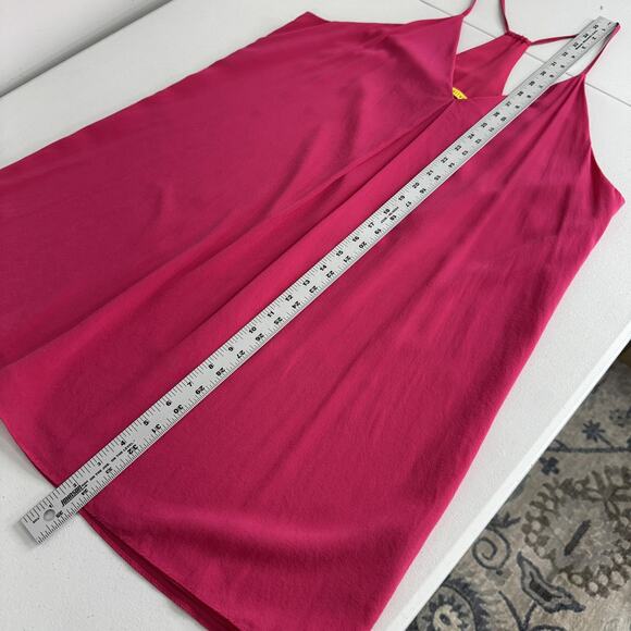 Alice + Olivia Fierra Dress Womens Large Pink Silk Blend Mini Slip Deep V-Neck - Picture 10 of 12